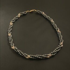 Elegant Black and Gold Beaded Necklace
